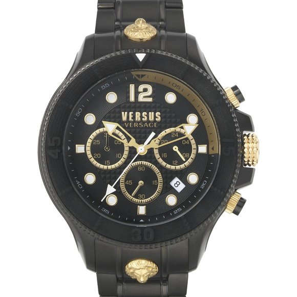 Versace Men's Versus Black w/ Gold Emblem Watch